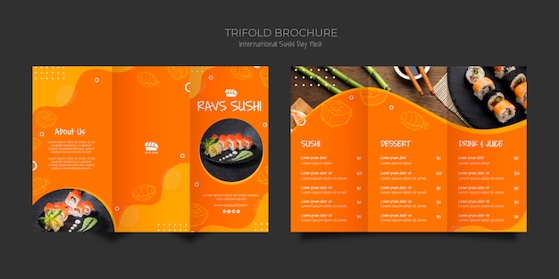 Modèle De Brochure à Trois Volets Pour Restaurant De Sushi