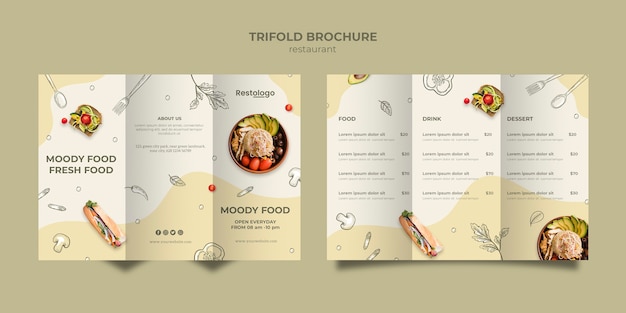 PSD gratuit modèle de brochure à trois volets pour restaurant