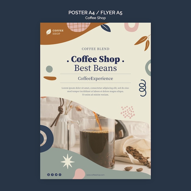 PSD gratuit modèle de café design plat