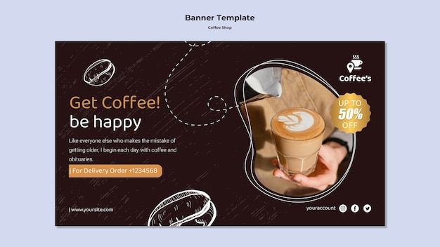 PSD gratuit modèle de café design plat