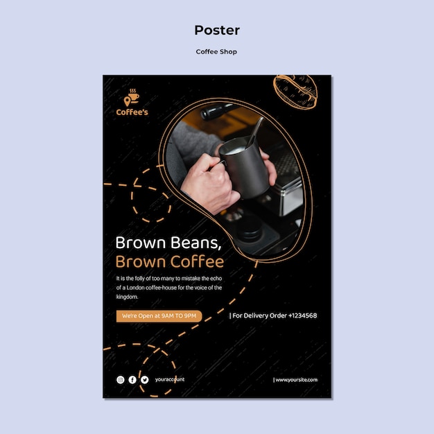 PSD gratuit modèle de café design plat