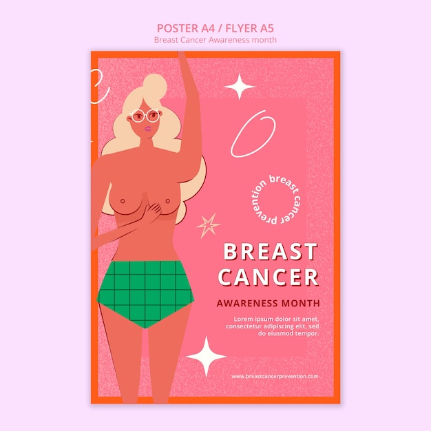 PSD gratuit modèle de cancer du sein design plat