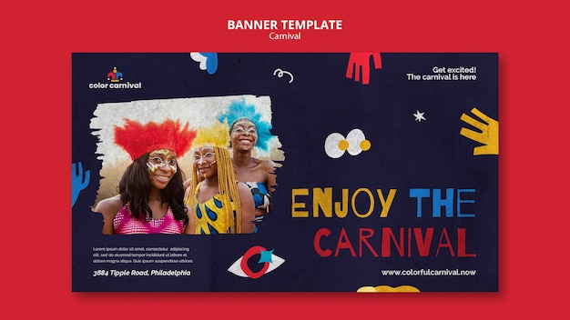 Modèle De Carnaval De Bannière Design Plat