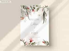 PSD gratuit modèle de carte d'invitation de mariage aquarelle floral bohème