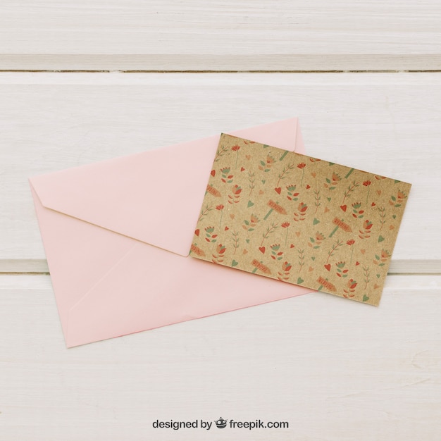 Modèle De Carte De Mariage Avec Enveloppe Rose