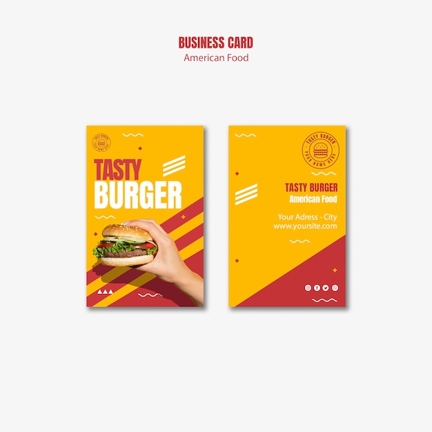 PSD gratuit modèle de carte de visite burger cuisine américaine