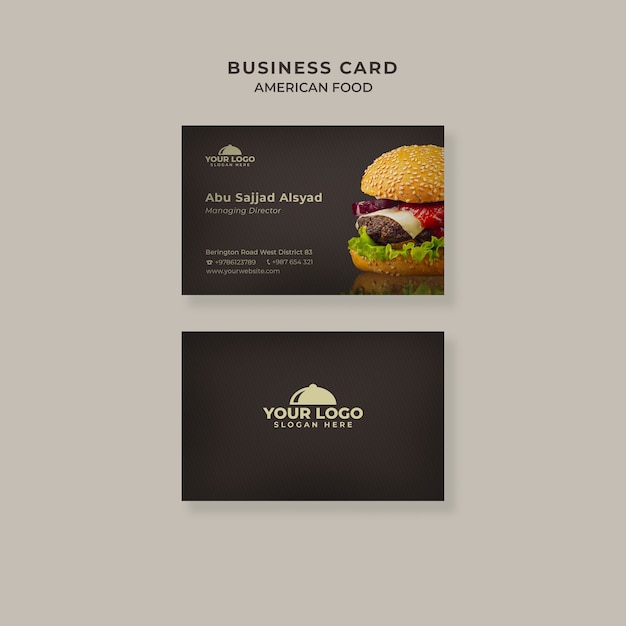 Modèle de carte de visite de burger
