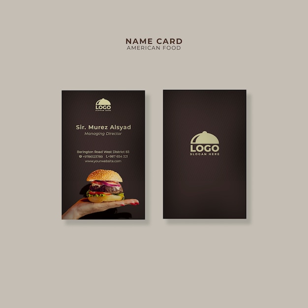 PSD gratuit modèle de carte de visite burger