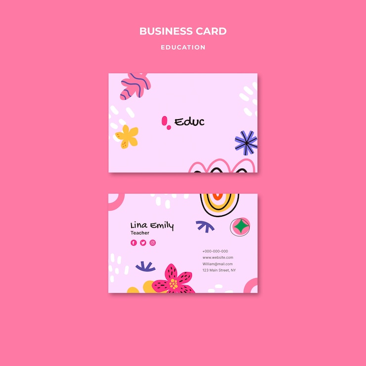 PSD gratuit modèle de carte de visite de concept d'éducation