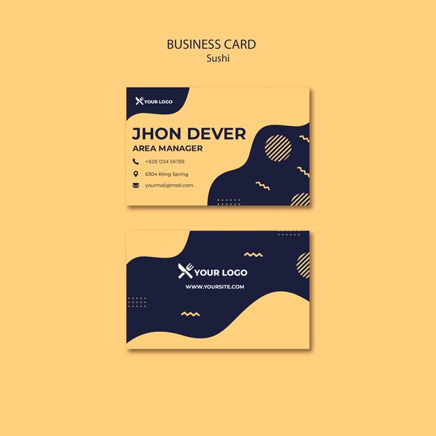 Modèle de carte de visite de concept de sushi