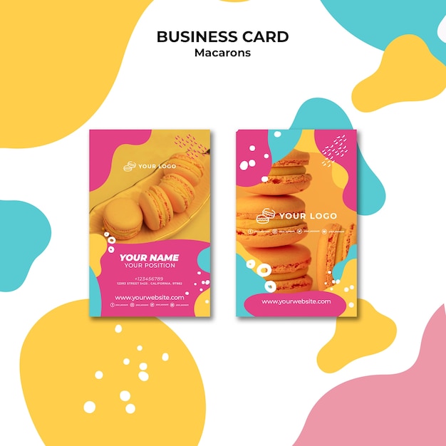 PSD gratuit modèle de carte de visite de délicieux macarons sucrés