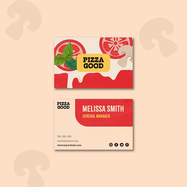 PSD gratuit modèle de carte de visite de délicieux restaurant de pizza