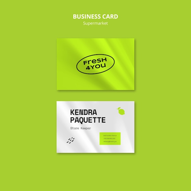 PSD gratuit modèle de carte de visite horizontale de supermarché