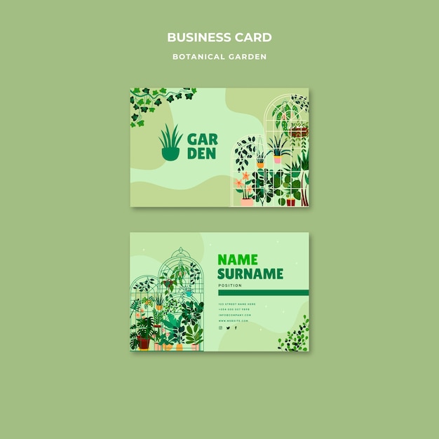Modèle de carte de visite de jardin botanique