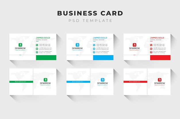 PSD gratuit modèle de carte de visite multicolore avec fond blanc