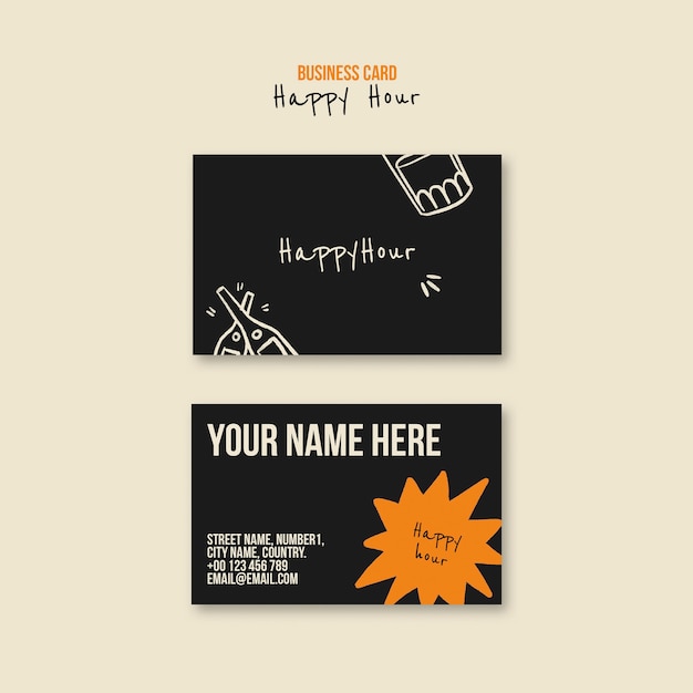 PSD gratuit modèle de carte de visite pour la célébration de l'heure du bonheur