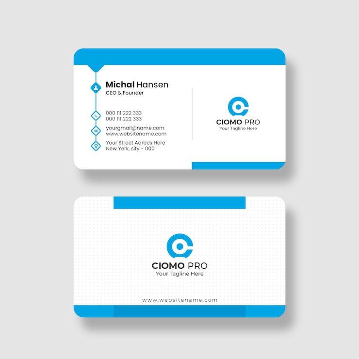 Modèle de carte de visite propre et bleue