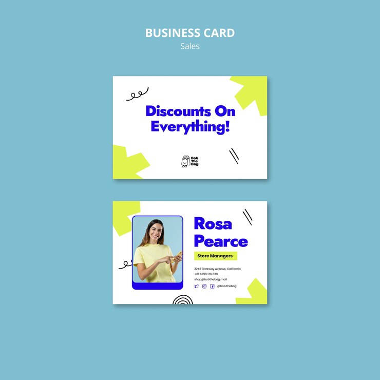 PSD gratuit modèle de carte de visite de remise sur les ventes