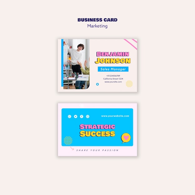 PSD gratuit modèle de carte de visite de stratégie marketing design plat