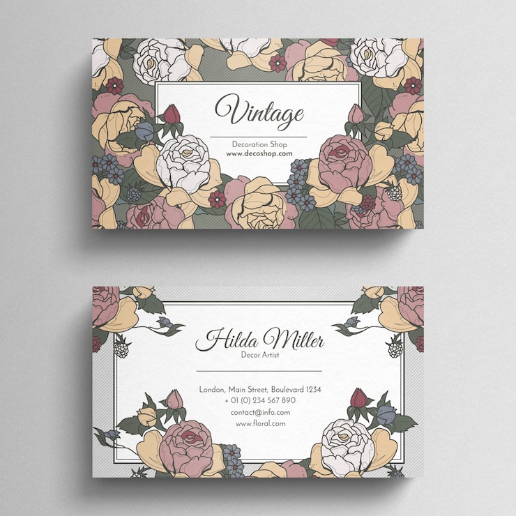 PSD gratuit modèle de carte de visite vintage floral