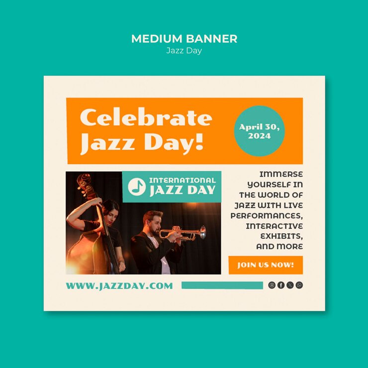 PSD gratuit modèle de célébration de la journée du jazz