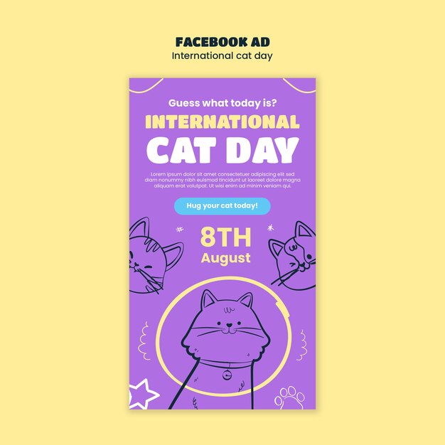 Modèle de célébration de la journée internationale du chat