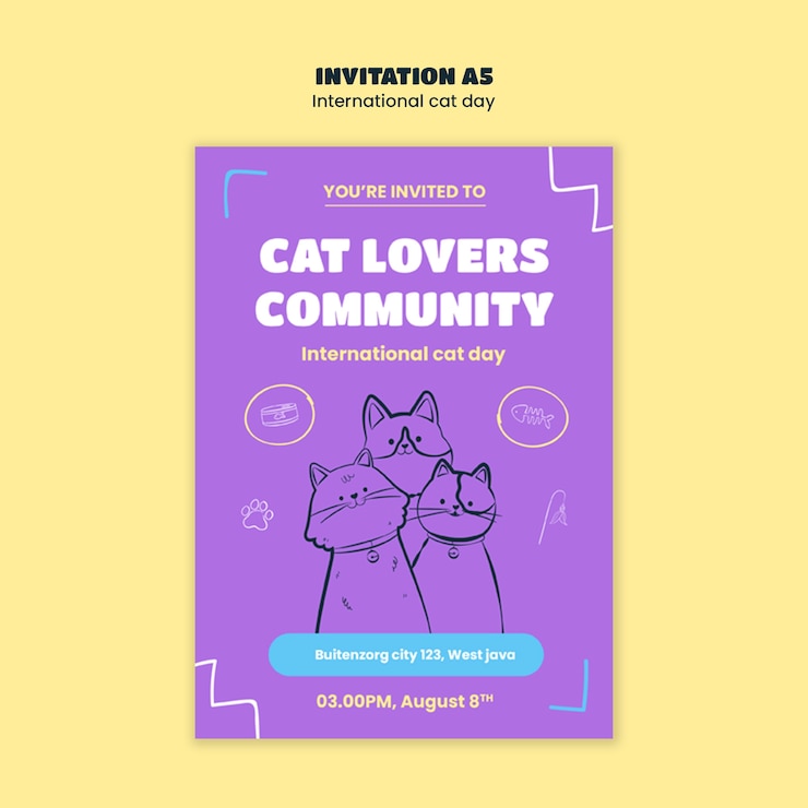PSD gratuit modèle de célébration de la journée internationale du chat