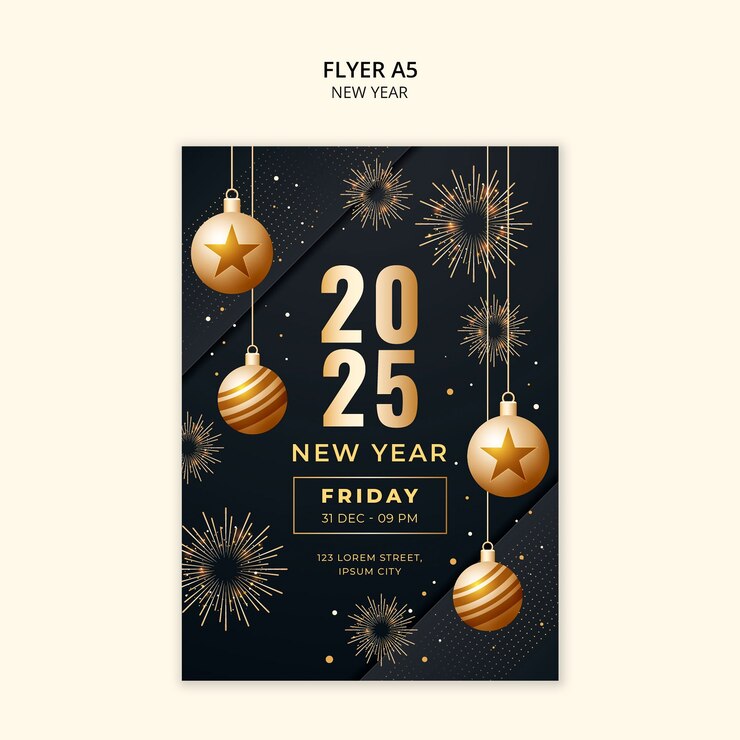 PSD gratuit modèle de célébration de la nouvelle année 2025