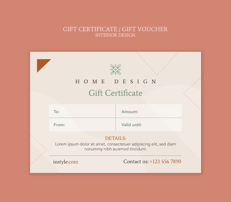 PSD gratuit modèle de certificat-cadeau de conception d'habitation