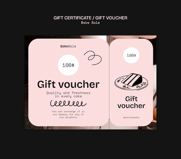 PSD gratuit modèle de certificat-cadeau de vente de boulangerie