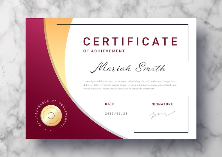 PSD gratuit modèle de certificat élégant avec des détails dorés