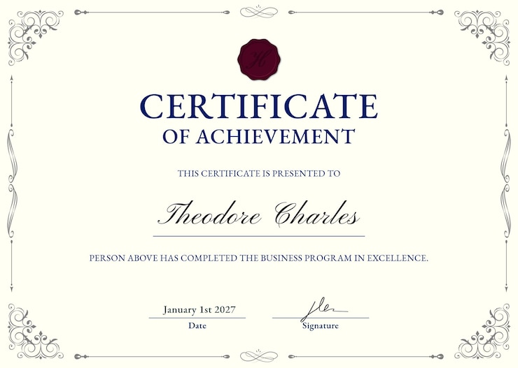 PSD gratuit modèle de certificat ornemental chic psd en beige et noir