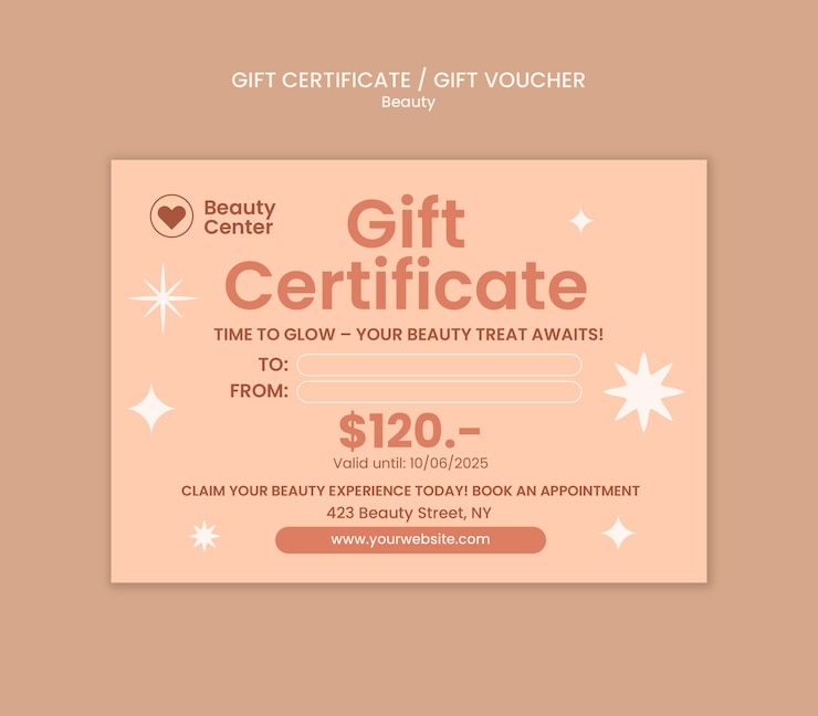 PSD gratuit modèle de chèque-cadeau pour les certificats de beauté