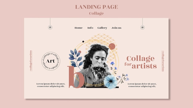 PSD gratuit modèle de collage de page de destination pour artistes