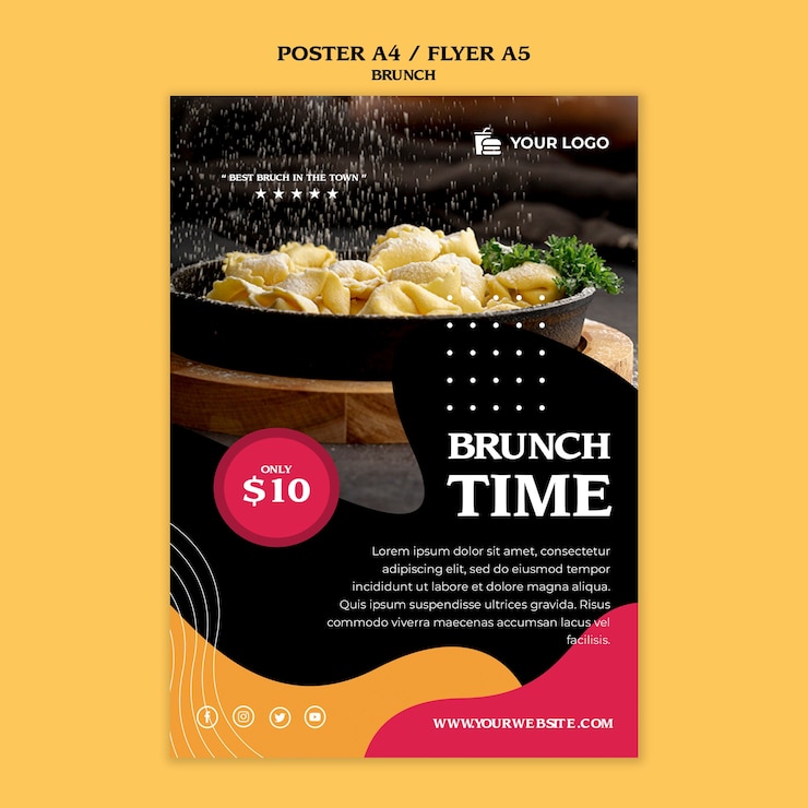 PSD gratuit modèle de concept d'affiche de brunch