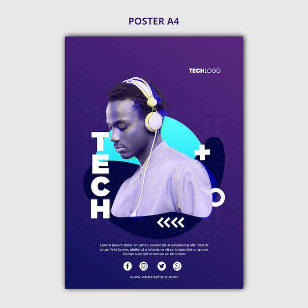 PSD gratuit modèle de concept d'affiche tech & future