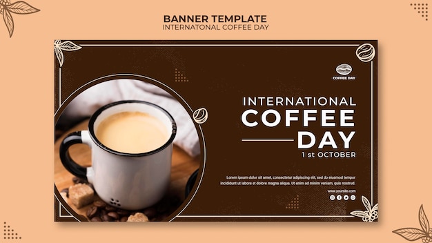 Modèle De Concept De Bannière De La Journée Internationale Du Café