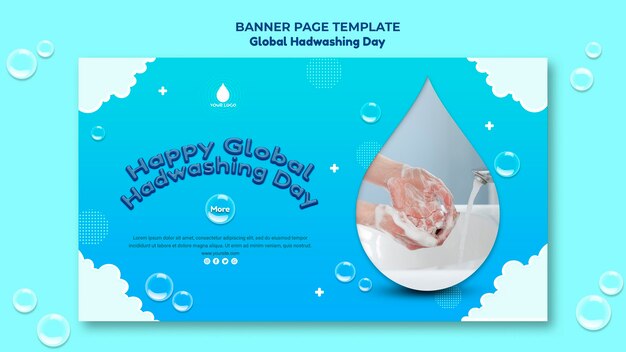 Modèle de concept de bannière de la journée mondiale du lavage des mains