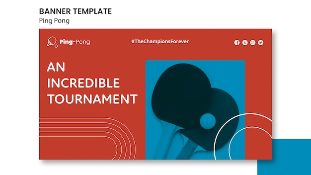 PSD gratuit modèle de concept de bannière de ping pong