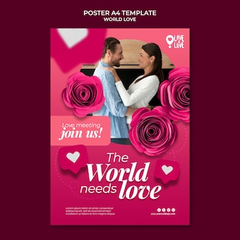 Modèle de conception d'affiche d'amour du monde
