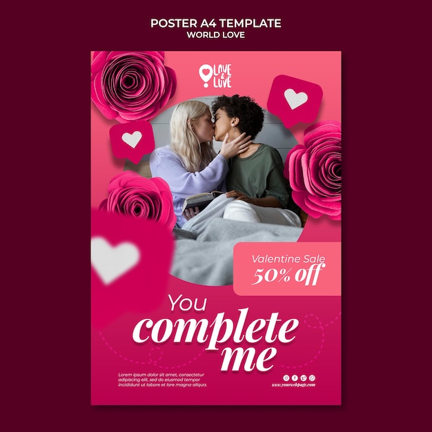 Modèle de conception d'affiche d'amour du monde