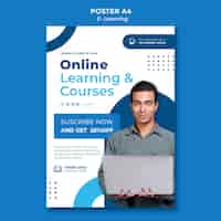 PSD gratuit modèle de conception d'affiche d'apprentissage en ligne