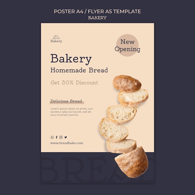 PSD gratuit modèle de conception d'affiche de boulangerie