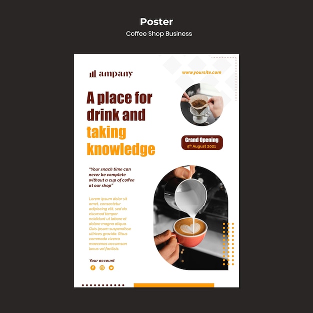 PSD gratuit modèle de conception d'affiche d'entreprise de café