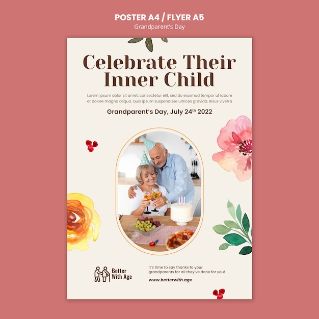 PSD gratuit modèle de conception d'affiche de la fête des grands-parents