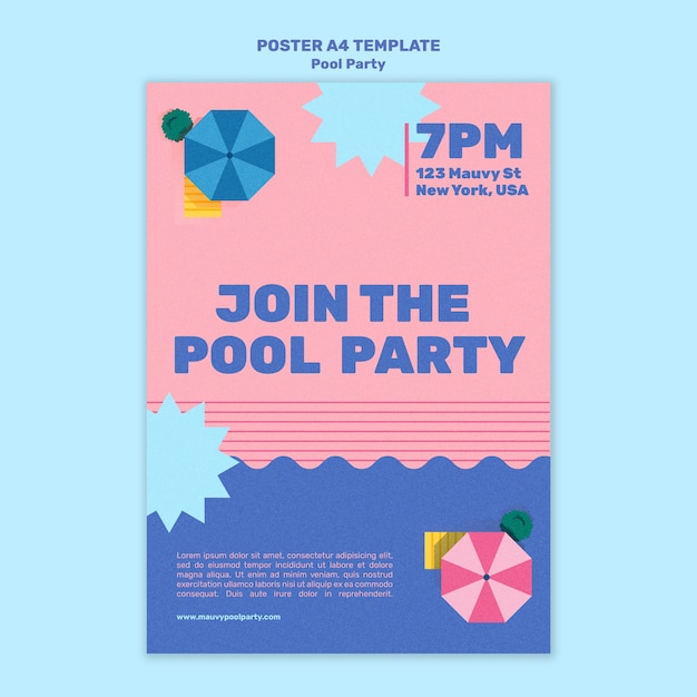 Modèle De Conception D'affiche De Fête De Piscine