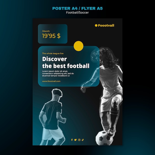 PSD gratuit modèle de conception d'affiche de football réaliste