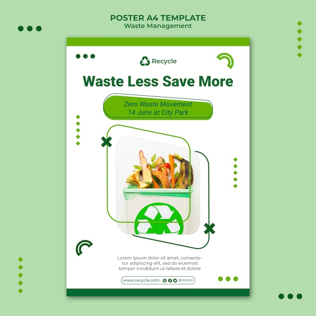 PSD gratuit modèle de conception d'affiche de gestion des déchets