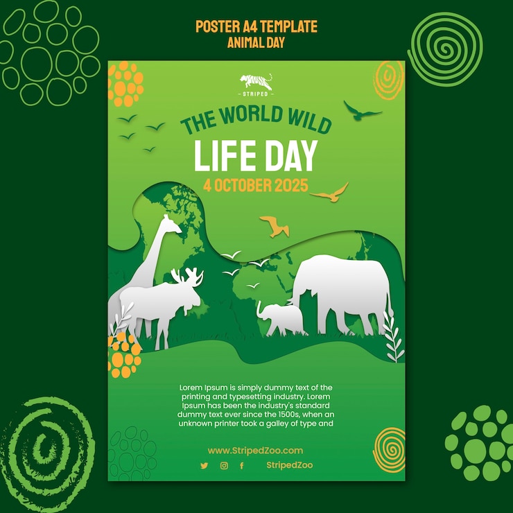 PSD gratuit modèle de conception d'affiche de la journée des animaux