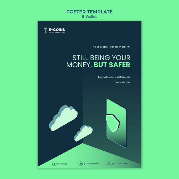 Modèle de conception d'affiche de portefeuille électronique